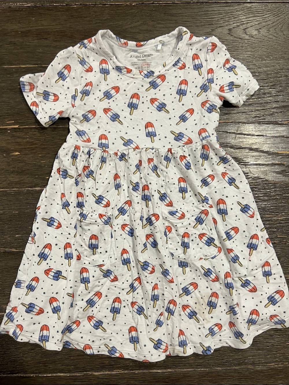 Angel Dear red white and blue 4th of July popsicle dress 18-24m